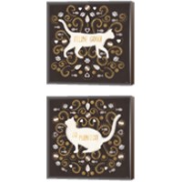 Framed Otomi Cats Dark Neutral 2 Piece Canvas Print Set