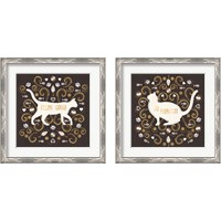 Framed Otomi Cats Dark Neutral 2 Piece Framed Art Print Set