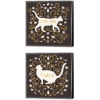 Framed 'Otomi Cats Dark Neutral 2 Piece Canvas Print Set' border=