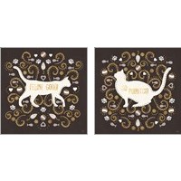 Framed Otomi Cats Dark Neutral 2 Piece Art Print Set