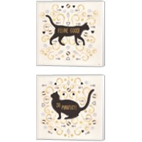 Framed 'Otomi Cats Neutral 2 Piece Canvas Print Set' border=