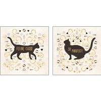 Framed 'Otomi Cats Neutral 2 Piece Art Print Set' border=