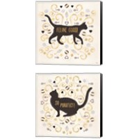 Framed Otomi Cats Neutral 2 Piece Canvas Print Set