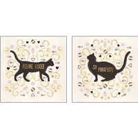 Framed Otomi Cats Neutral 2 Piece Art Print Set