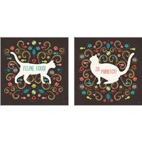 Framed 'Otomi Cats Dark 2 Piece Art Print Set' border=