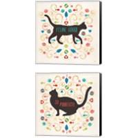Framed Otomi Cats 2 Piece Canvas Print Set