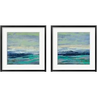 Framed 'Teal Wave 2 Piece Framed Art Print Set' border=