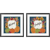 Framed 'Thankful & Grateful Blue 2 Piece Framed Art Print Set' border=