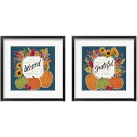 Framed Thankful & Grateful Blue 2 Piece Framed Art Print Set