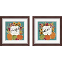 Framed 'Grateful & Blessed Turquoise 2 Piece Framed Art Print Set' border=