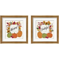 Framed 'Blessed & Grateful White 2 Piece Framed Art Print Set' border=