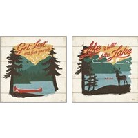 Framed 'Vintage Lake 2 Piece Art Print Set' border=