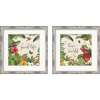 Framed 'Parrot Paradise 2 Piece Framed Art Print Set' border=