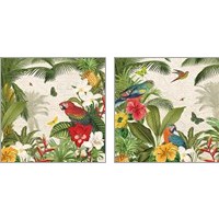 Framed 'Parrot Paradise 2 Piece Art Print Set' border=