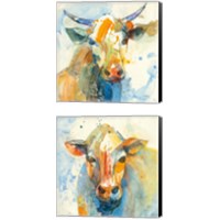 Framed 'Happy Cows 2 Piece Canvas Print Set' border=