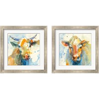 Framed 'Happy Cows 2 Piece Framed Art Print Set' border=