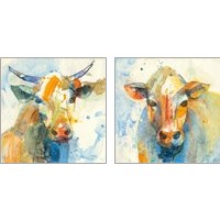 Framed 'Happy Cows 2 Piece Art Print Set' border=