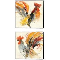 Framed 'Festive Rooster 2 Piece Canvas Print Set' border=