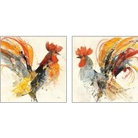 Framed Festive Rooster 2 Piece Art Print Set