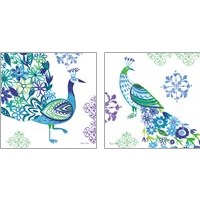 Framed 'Jewel Peacocks 2 Piece Art Print Set' border=