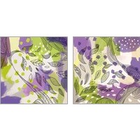 Framed 'Bright Life Purple Yellow 2 Piece Art Print Set' border=