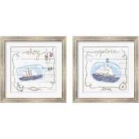 Framed 'Ship in a Bottle 2 Piece Framed Art Print Set' border=