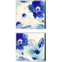 Framed 'Toile Fleurs  2 Piece Canvas Print Set' border=