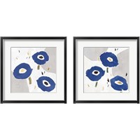Framed 'Blue Cluster 2 Piece Framed Art Print Set' border=