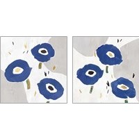 Framed 'Blue Cluster 2 Piece Art Print Set' border=