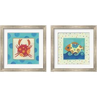 Framed Happy Floral Crab 2 Piece Framed Art Print Set