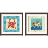 Framed 'Happy Floral Crab 2 Piece Framed Art Print Set' border=