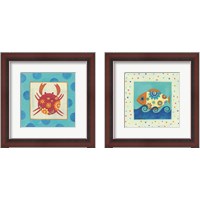 Framed 'Happy Floral Crab 2 Piece Framed Art Print Set' border=