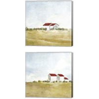 Framed 'Red Farm House 2 Piece Canvas Print Set' border=