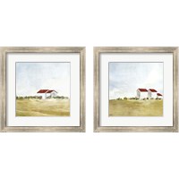 Framed 'Red Farm House 2 Piece Framed Art Print Set' border=