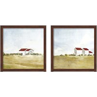 Framed 'Red Farm House 2 Piece Framed Art Print Set' border=