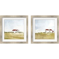 Framed Red Farm House 2 Piece Framed Art Print Set