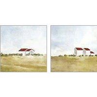 Framed 'Red Farm House 2 Piece Art Print Set' border=