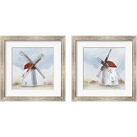 Framed 'Red Windmill 2 Piece Framed Art Print Set' border=