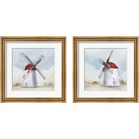 Framed 'Red Windmill 2 Piece Framed Art Print Set' border=