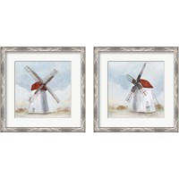 Framed 'Red Windmill 2 Piece Framed Art Print Set' border=