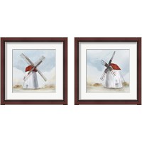 Framed 'Red Windmill 2 Piece Framed Art Print Set' border=