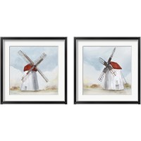 Framed 'Red Windmill 2 Piece Framed Art Print Set' border=