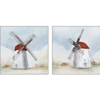 Framed Red Windmill 2 Piece Art Print Set