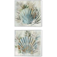 Framed 'Turquoise Shell 2 Piece Canvas Print Set' border=