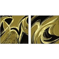 Framed 'Abstract Black & Gold 2 Piece Art Print Set' border=