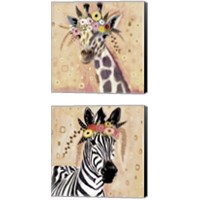 Framed 'Klimt Giraffe  2 Piece Canvas Print Set' border=