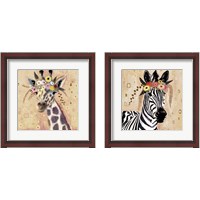 Framed 'Klimt Giraffe  2 Piece Framed Art Print Set' border=