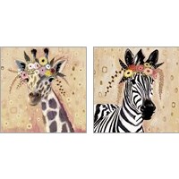 Framed 'Klimt Giraffe  2 Piece Art Print Set' border=