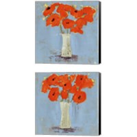 Framed 'Orange Poppy Impression 2 Piece Canvas Print Set' border=