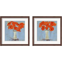 Framed 'Orange Poppy Impression 2 Piece Framed Art Print Set' border=